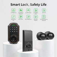 Load image into Gallery viewer, Smart Keyless Entry Door Lock with 2 Knobs,Front Door Lock Handle Set,Electronic Digital Keypad Deadbolt,Auto Lock,50 User Codes,Voice Prompts,Anti-Peeking Password