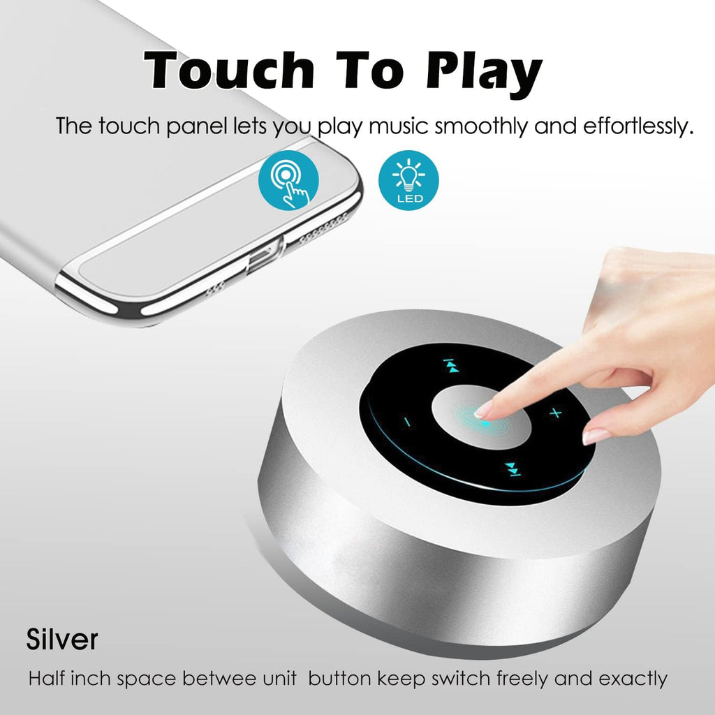 Smart LED Touch Bluetooth Speaker Portable Wireless Speakers with HD Sound / 12-Hour Playtime/Bluetooth 5.0 / Micro SD Support, for iPhone/ipad/Samsung/Tablet/Laptop（Silver）