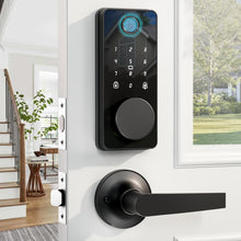 Load image into Gallery viewer, Smart Lock with Handles, Fingerprint Door Lock App Control, Keyless Entry Door Lock Set, Electronic Keypad Deadbolt, Auto &amp; One Touch Lock, Easy Installation, IP54, Digital Smart Code
