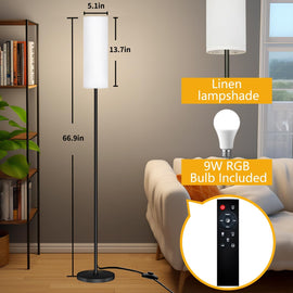 Smart LED Floor Lamp with APP Control & RGB Colors - Dimmable Standing Lamp for Living Room, Bedroom, Gaming - Remote, Timer, 9W Bulb Included, 67