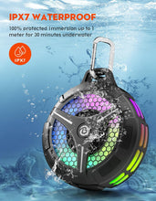 Load image into Gallery viewer, Bluetooth Shower Speaker, Suction Cup, Small Portable Wireless IPX7 Waterproof Outdoor Speakers, 15W Loud Stereo Sound Deep Bass, TWS Pairs, 6 Mode RGB Lights