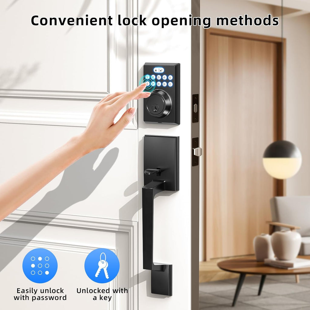 Keyless Entry Door Lock Deadbolt with Handle Set for Front Door,Keypad Door Lock with Handle,Front Loor Lock Set,Keyless Entry Door Lock set