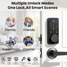 Load image into Gallery viewer, Smart Lock with Handles, Fingerprint Door Lock App Control, Keyless Entry Door Lock Set, Electronic Keypad Deadbolt, Auto &amp; One Touch Lock, Easy Installation, IP54, Digital Smart Code