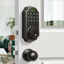 Load image into Gallery viewer, Smart Keyless Entry Door Lock with 2 Knobs,Front Door Lock Handle Set,Electronic Digital Keypad Deadbolt,Auto Lock,50 User Codes,Voice Prompts,Anti-Peeking Password