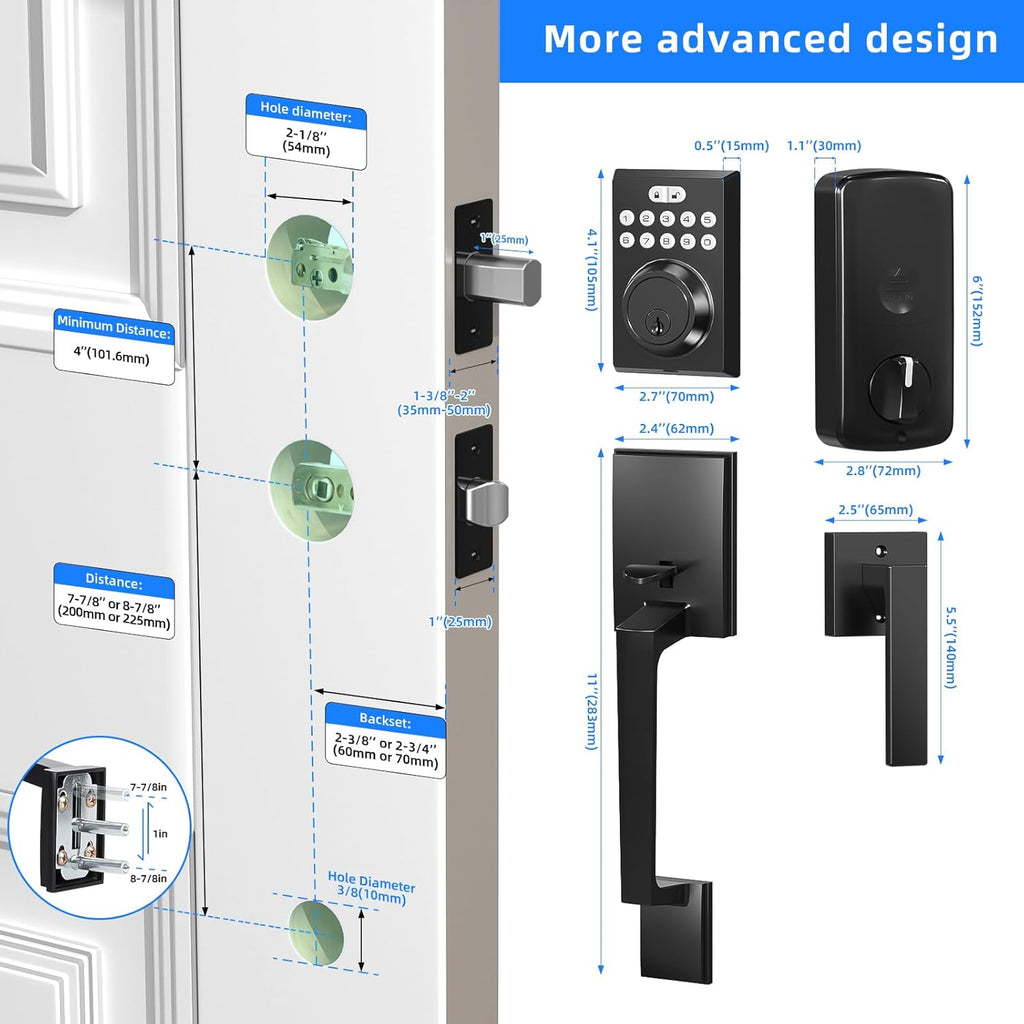 Keyless Entry Door Lock Deadbolt with Handle Set for Front Door,Keypad Door Lock with Handle,Front Loor Lock Set,Keyless Entry Door Lock set